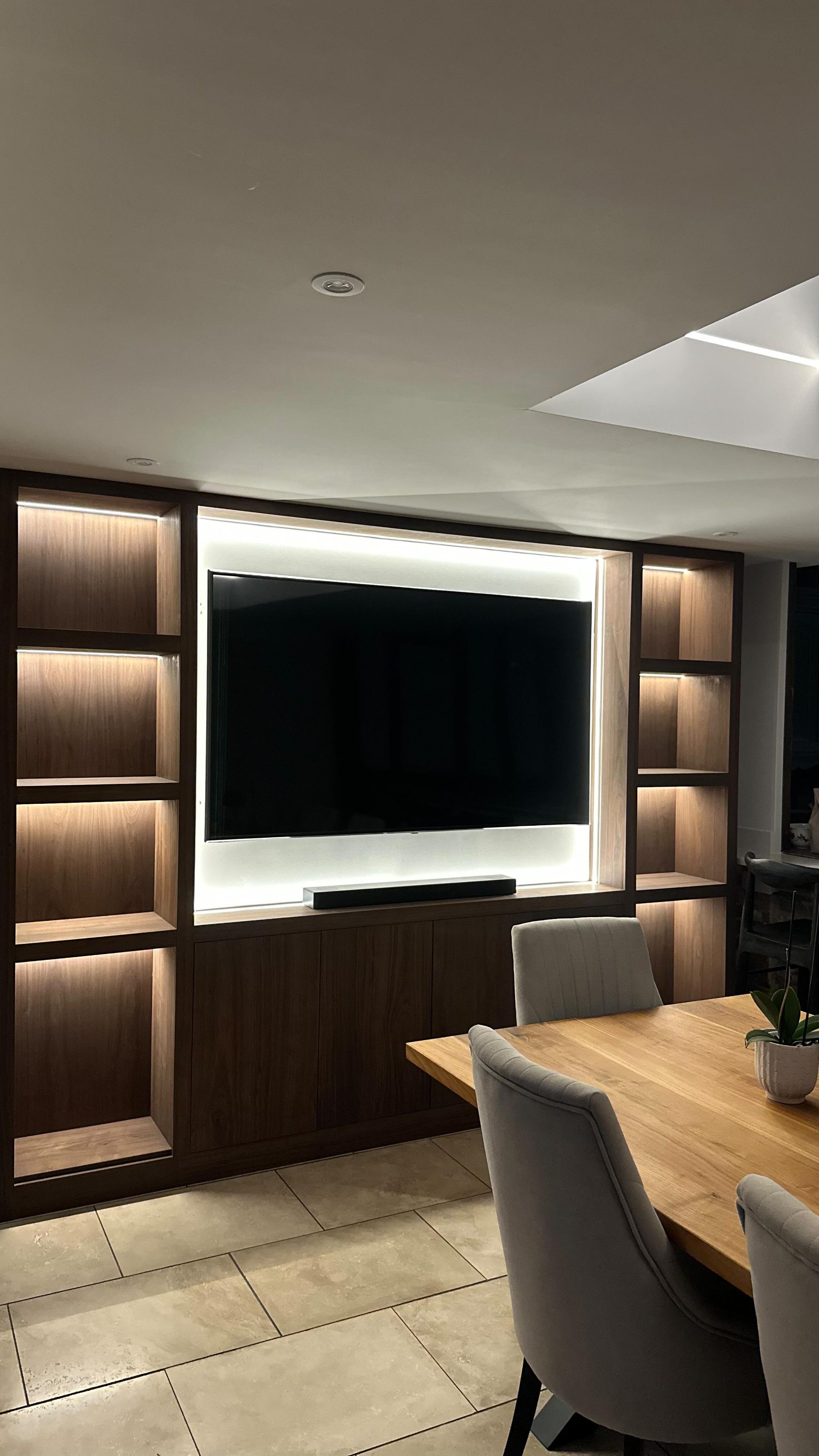 Light Roast oak with lit shelving