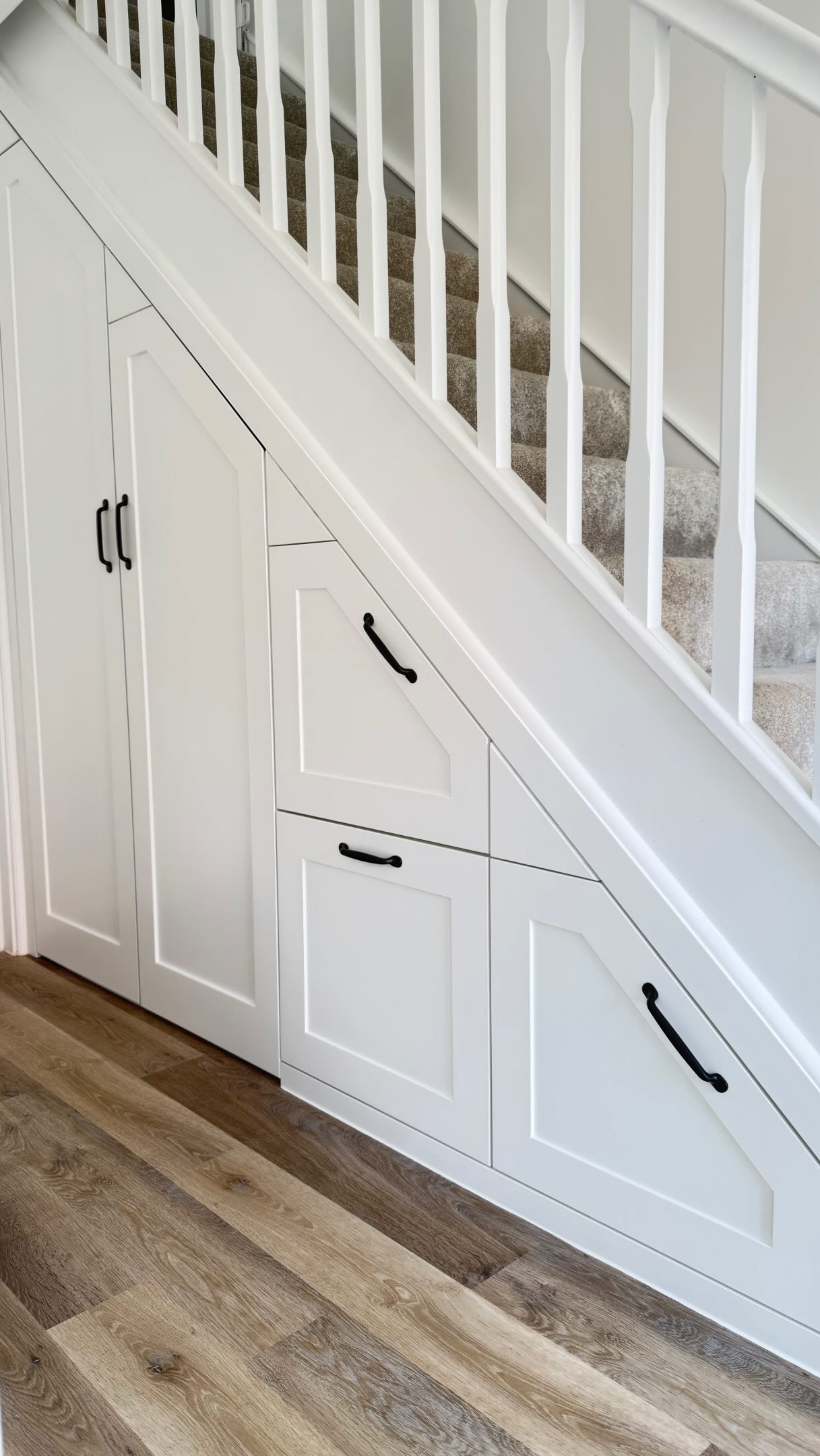 Pull-out under-stairs drawers